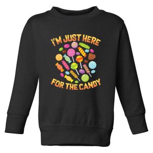 IM Just Here For The Candy Funny Halloween Pun Toddler Sweatshirt