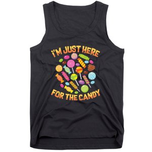 IM Just Here For The Candy Funny Halloween Pun Tank Top