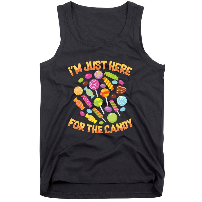 IM Just Here For The Candy Funny Halloween Pun Tank Top