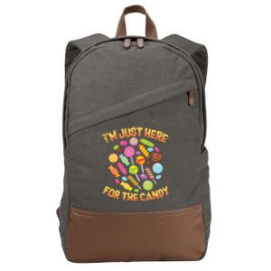 IM Just Here For The Candy Funny Halloween Pun Cotton Canvas Backpack