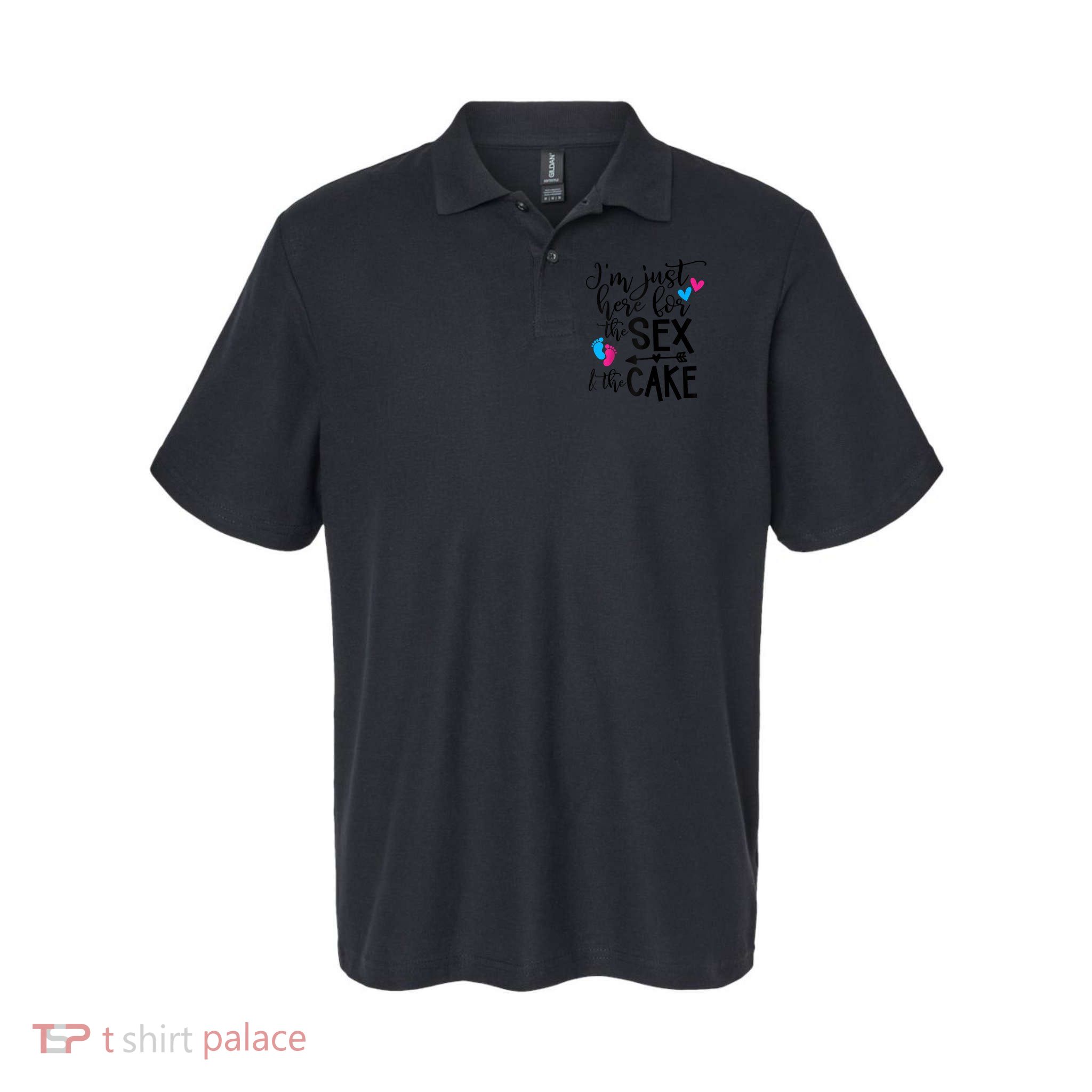 Im Just Here For The Sex And The Cake Gender Reveal Party Raglan Baseball Polo