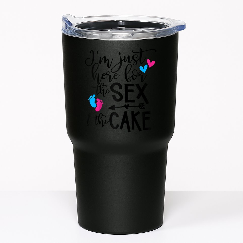 Im Just Here For The Sex And The Cake Gender Reveal Party Raglan Baseball Tumbler