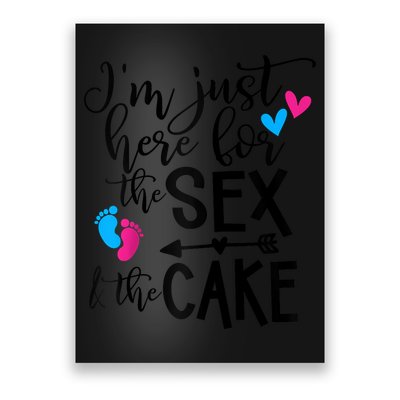 Im Just Here For The Sex And The Cake Gender Reveal Party Raglan Baseball Poster