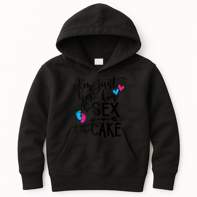 Im Just Here For The Sex And The Cake Gender Reveal Party Raglan Baseball Kids Hoodie