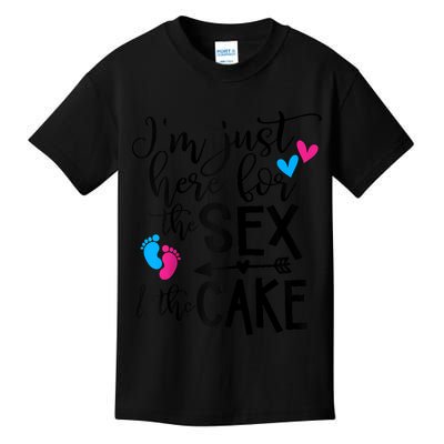 Im Just Here For The Sex And The Cake Gender Reveal Party Raglan Baseball Kids T-Shirt