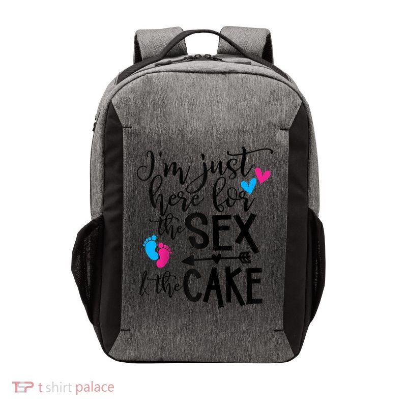 Im Just Here For The Sex And The Cake Gender Reveal Party Raglan Baseball Vector Backpack