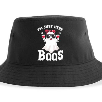 Im Just Here For The Boos Cute Ghost Funny Halloween Sustainable Bucket Hat