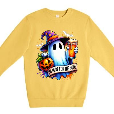 IM Just Here For The Boos Funny Halloween Ghost Premium Crewneck Sweatshirt