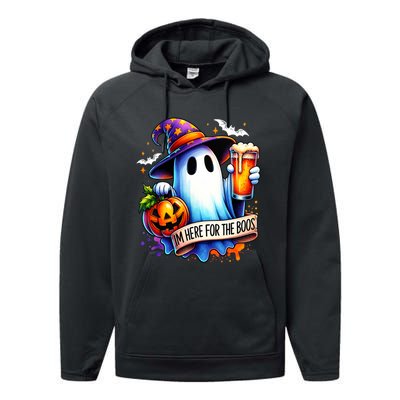 IM Just Here For The Boos Funny Halloween Ghost Performance Fleece Hoodie