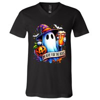 IM Just Here For The Boos Funny Halloween Ghost V-Neck T-Shirt