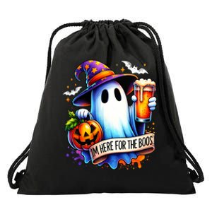 IM Just Here For The Boos Funny Halloween Ghost Drawstring Bag