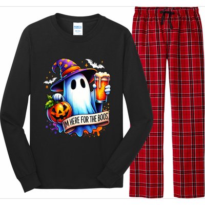 IM Just Here For The Boos Funny Halloween Ghost Long Sleeve Pajama Set