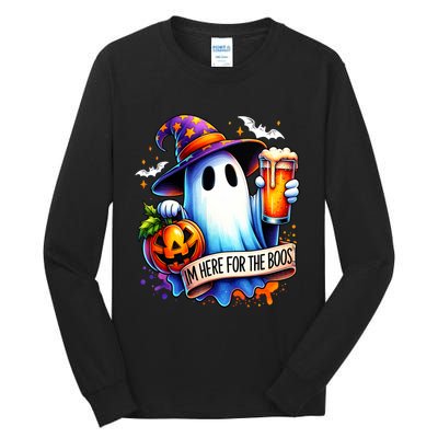 IM Just Here For The Boos Funny Halloween Ghost Tall Long Sleeve T-Shirt