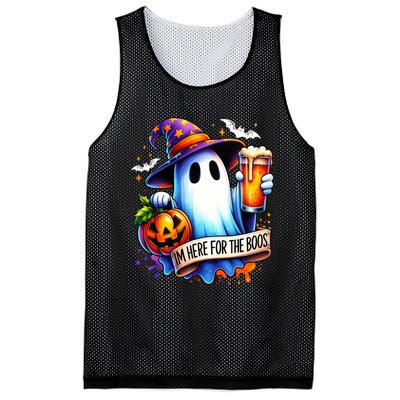 IM Just Here For The Boos Funny Halloween Ghost Mesh Reversible Basketball Jersey Tank