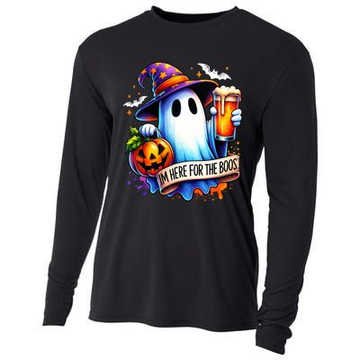 IM Just Here For The Boos Funny Halloween Ghost Cooling Performance Long Sleeve Crew