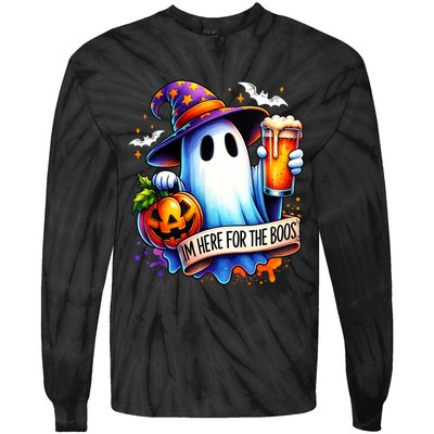 IM Just Here For The Boos Funny Halloween Ghost Tie-Dye Long Sleeve Shirt