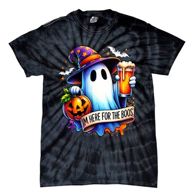 IM Just Here For The Boos Funny Halloween Ghost Tie-Dye T-Shirt