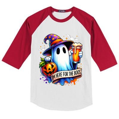 IM Just Here For The Boos Funny Halloween Ghost Kids Colorblock Raglan Jersey