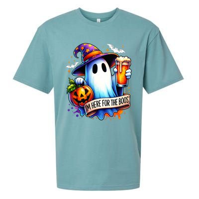 IM Just Here For The Boos Funny Halloween Ghost Sueded Cloud Jersey T-Shirt