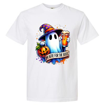 IM Just Here For The Boos Funny Halloween Ghost Garment-Dyed Heavyweight T-Shirt