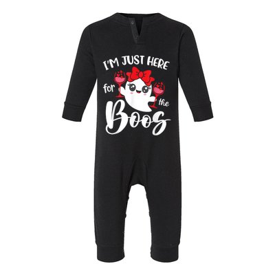 Im Just Here For The Boos Cute Ghost Funny Halloween Infant Fleece One Piece