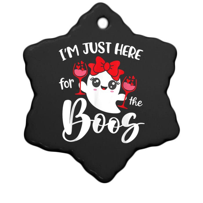 Im Just Here For The Boos Cute Ghost Funny Halloween Ceramic Star Ornament