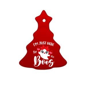 Im Just Here For The Boos Cute Ghost Funny Halloween Ceramic Tree Ornament