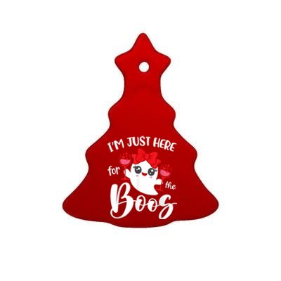 Im Just Here For The Boos Cute Ghost Funny Halloween Ceramic Tree Ornament