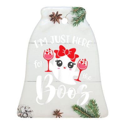 Im Just Here For The Boos Cute Ghost Funny Halloween Ceramic Bell Ornament