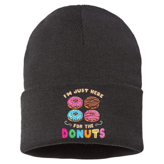 Im Just Here For The Donuts Candy Lover Sustainable Knit Beanie