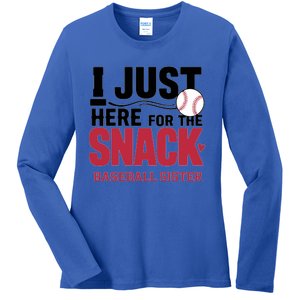 Im Just Here For The Snack Baseball Sister Baseball Game Day Gift Ladies Long Sleeve Shirt