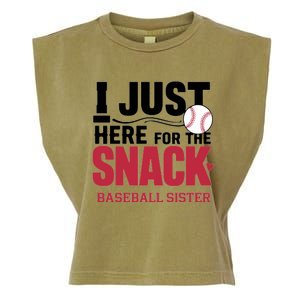 Im Just Here For The Snack Baseball Sister Baseball Game Day Gift Garment-Dyed Women's Muscle Tee