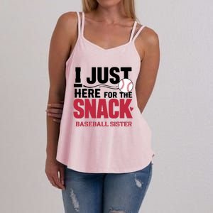 Im Just Here For The Snack Baseball Sister Baseball Game Day Gift Women's Strappy Tank