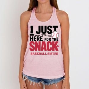 Im Just Here For The Snack Baseball Sister Baseball Game Day Gift Women's Knotted Racerback Tank