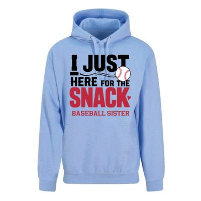 Im Just Here For The Snack Baseball Sister Baseball Game Day Gift Unisex Surf Hoodie