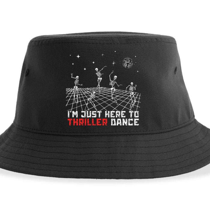 IM Just Here To Thriller Dance Skeleton Dancing 90s Vintage Sustainable Bucket Hat