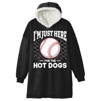 I'm Just Here For The Hot Dogs Summer Baseball Game Hotdog Hooded Wearable Blanket