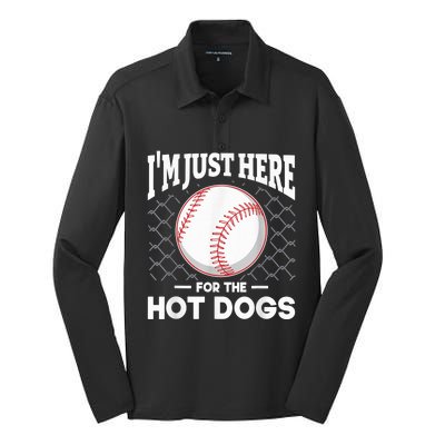 I'm Just Here For The Hot Dogs Summer Baseball Game Hotdog Silk Touch Performance Long Sleeve Polo