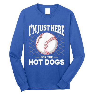 I'm Just Here For The Hot Dogs Summer Baseball Game Hotdog Long Sleeve Shirt