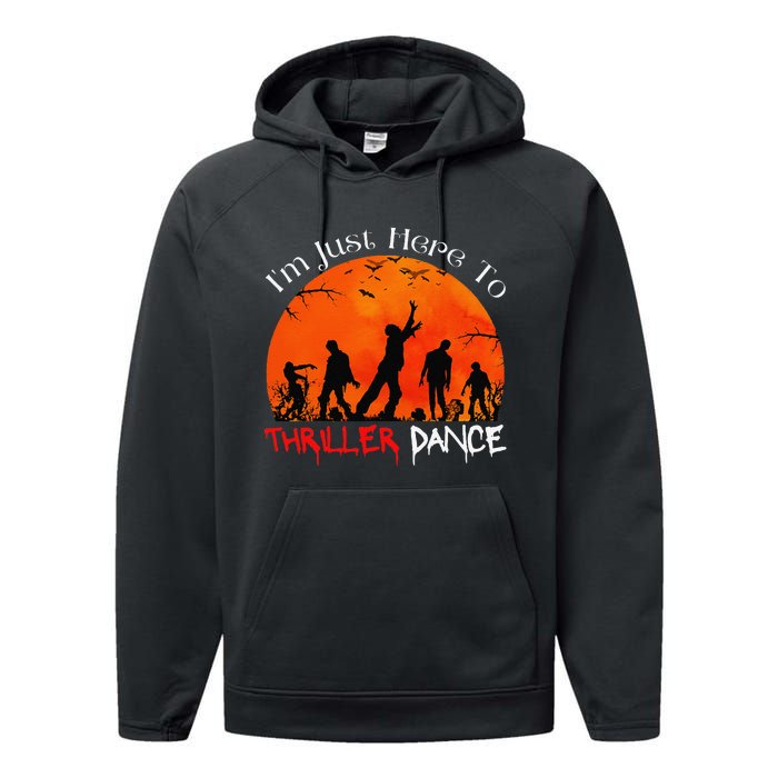 IM Just Here To Thriller Dance Zombie Dancing Moonlight Performance Fleece Hoodie