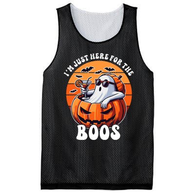 Im Just Here For The Boos Ghost Funny Halloween Mesh Reversible Basketball Jersey Tank