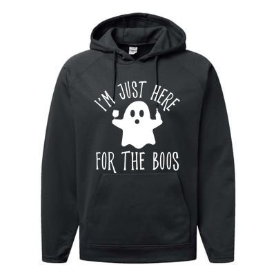 Im Just Here For The Boos Cute Drinking Squad Halloween Performance Fleece Hoodie