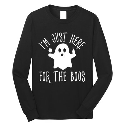 Im Just Here For The Boos Cute Drinking Squad Halloween Long Sleeve Shirt