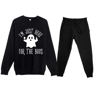 Im Just Here For The Boos Cute Drinking Squad Halloween Premium Crewneck Sweatsuit Set