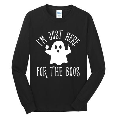 Im Just Here For The Boos Cute Drinking Squad Halloween Tall Long Sleeve T-Shirt