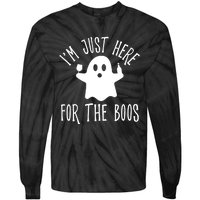 Im Just Here For The Boos Cute Drinking Squad Halloween Tie-Dye Long Sleeve Shirt