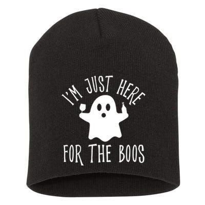 Im Just Here For The Boos Cute Drinking Squad Halloween Short Acrylic Beanie