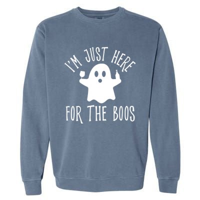 Im Just Here For The Boos Cute Drinking Squad Halloween Garment-Dyed Sweatshirt