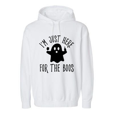 Im Just Here For The Boos Cute Drinking Squad Halloween Garment-Dyed Fleece Hoodie