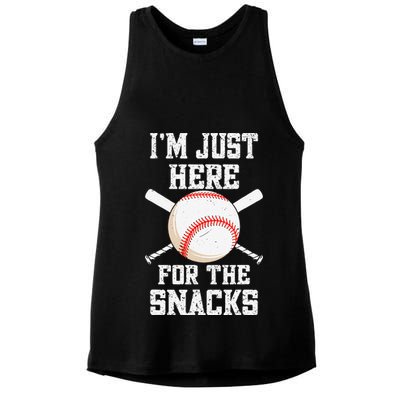 I'm Just Here For The Snacks Vintage Baseball Ladies PosiCharge Tri-Blend Wicking Tank